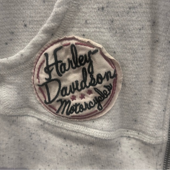 Harley-Davidson Women Metallic Flecked Zip Hoodie Track Hooded Jacket Small - Picture 4 of 6